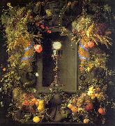 Jan Davidz de Heem Eucharist in a Fruit Wreath oil painting on canvas